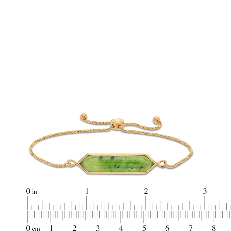 Main Image 3 of Elongated Hexagon Jade Bar Bolo Bracelet in 14K Gold - 9.0"