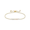 Thumbnail Image 1 of Oval Opal and Swiss Blue Topaz with Diamond Accent Bolo Bracelet in 10K Gold - 9.0"