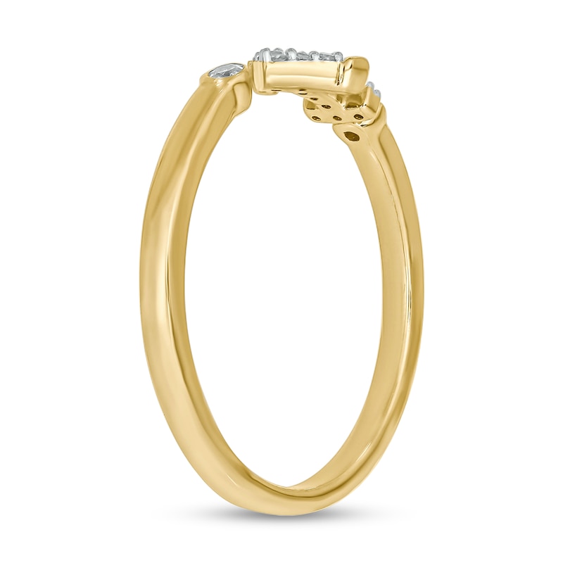 Main Image 2 of 1/10 CT. T.W. Diamond Anchor Open Ring in Sterling Silver with 14K Gold Plate