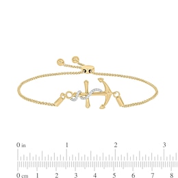1/20 CT. T.W. Diamond Anchor Bolo Bracelet in Sterling Silver with 14K Gold Plate