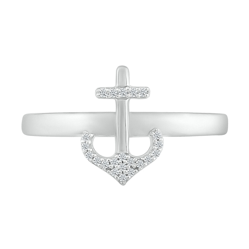 Main Image 2 of 1/20 CT. T.W. Diamond Anchor Ring in Sterling Silver