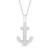 Thumbnail Image 1 of 1/6 CT. T.W. Diamond Anchor Pendant in Sterling Silver – 18”