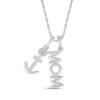 Thumbnail Image 1 of Diamond Accent Navy Mom Anchor Pendant in Sterling Silver - 18”