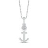 Thumbnail Image 4 of Diamond Accent Navy Mom Anchor Pendant in Sterling Silver - 18”