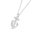 Thumbnail Image 5 of 1/20 CT. T.W. Diamond Anchor & Navy Bar Pendant in Sterling Silver - 18”