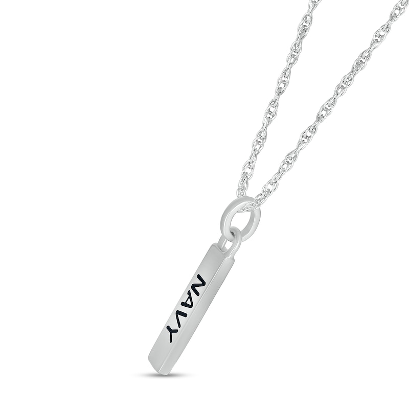 Main Image 6 of 1/20 CT. T.W. Diamond Anchor & Navy Bar Pendant in Sterling Silver - 18”