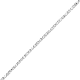 1 CT. T.W. Baguette and Round Diamond Alternating Line Bracelet in 10K White Gold