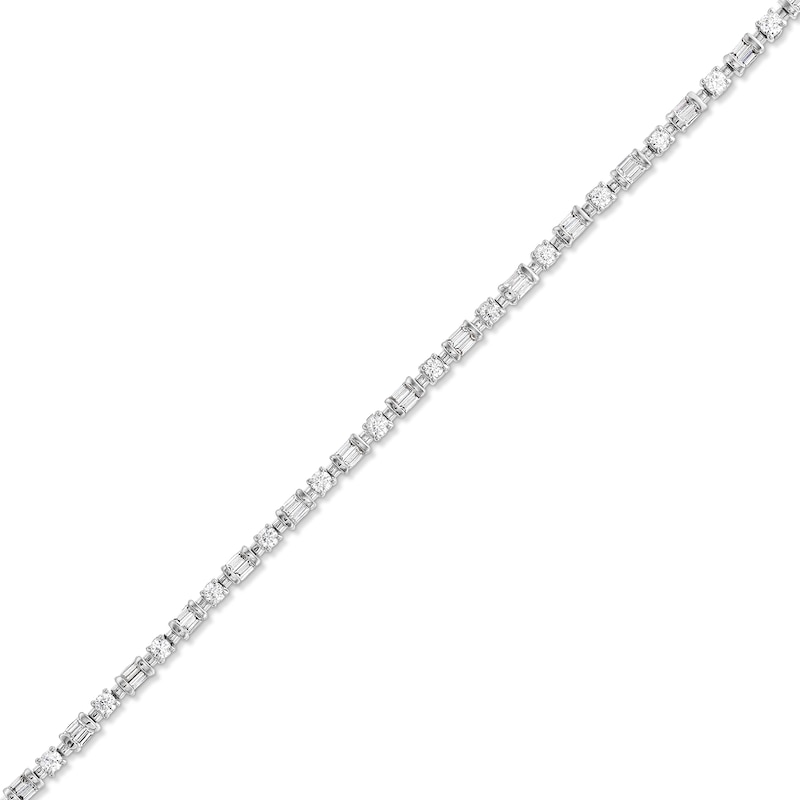 Main Image 1 of 1 CT. T.W. Baguette and Round Diamond Alternating Line Bracelet in 10K White Gold