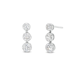 1 CT. T.W. Lab-Grown Diamond Graduated Three Stone Drop Earrings in 14K White Gold (F/SI2)