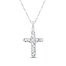 1/8 CT. T.W. Diamond Vintage-Style Cross Pendant in 14K White Gold