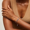 Thumbnail Image 2 of Sideways Pear-Shaped Swiss Blue Topaz Five Stone Bolo Bracelet in Sterling Silver - 9.1"