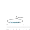 Thumbnail Image 2 of Sideways Pear-Shaped Swiss Blue Topaz Five Stone Bolo Bracelet in Sterling Silver - 9.1"