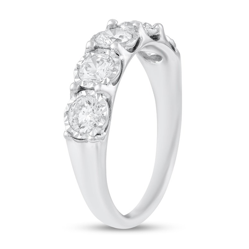 1 CT. T.W. Diamond Miracle Five Stone Anniversary Band in 10K White Gold