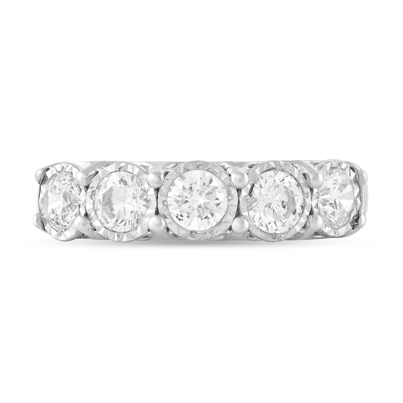 1 CT. T.W. Diamond Miracle Five Stone Anniversary Band in 10K White Gold