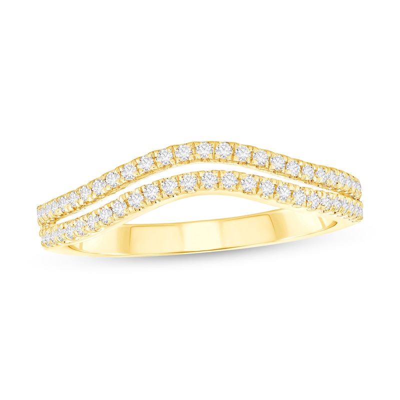 Main Image 1 of 1/4 CT. T.W. Diamond Double Row Contour Anniversary Band in 10K Gold