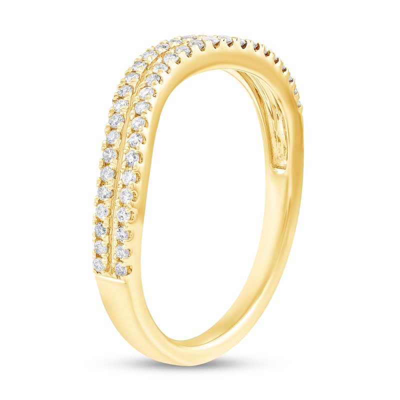 Main Image 2 of 1/4 CT. T.W. Diamond Double Row Contour Anniversary Band in 10K Gold