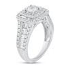 Thumbnail Image 1 of 1-1/2 CT. T.W. Diamond Double Cushion Frame Triple Row Engagement Ring in 10K White Gold