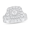 Thumbnail Image 0 of 1-1/2 CT. T.W. Diamond Double Cushion Frame Multi-Row Crossover Split Shank Engagement Ring in 14K White Gold