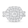 Thumbnail Image 2 of 1-1/2 CT. T.W. Diamond Double Cushion Frame Multi-Row Crossover Split Shank Engagement Ring in 14K White Gold