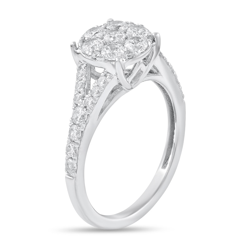 Main Image 2 of 1 CT. T.W. Multi-Diamond Split Shank Engagement Ring in 10K White Gold