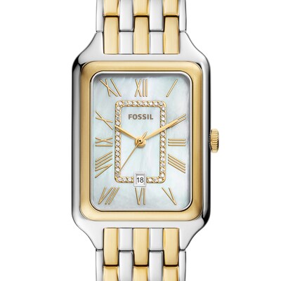 Fossil Women\'s Two Tone Stainless Steel Crystal Accent Watch Statement Piece Fossil ES4647 Carlie Mini Three Hand Ladies Watch Case: 28mm  main image 2