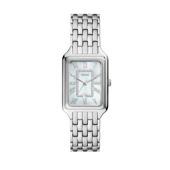 Ladies’ Fossil Raquel Crystal Accent Watch with Rectangular Mother-of-Pearl Dial (Model: ES5306)