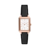 Thumbnail Image 1 of Ladies’ Fossil Raquel Rose-Tone IP Black Leather Strap Watch with Rectangular White Dial (Model: ES5310)