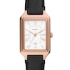 Thumbnail Image 5 of Ladies’ Fossil Raquel Rose-Tone IP Black Leather Strap Watch with Rectangular White Dial (Model: ES5310)