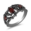 Thumbnail Image 1 of Enchanted Disney Villains Evil Queen Garnet and 1/4 CT. T.W. Black Diamond Vine Ring in Sterling Silver - Size 7
