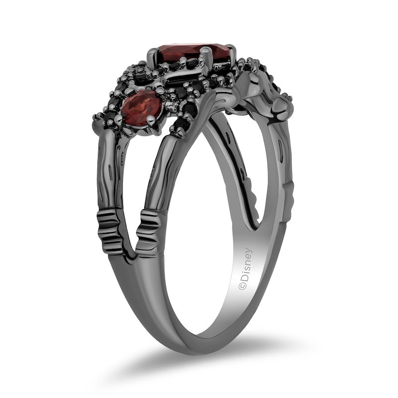 Main Image 2 of Enchanted Disney Villains Evil Queen Garnet and 1/4 CT. T.W. Black Diamond Vine Ring in Sterling Silver - Size 7