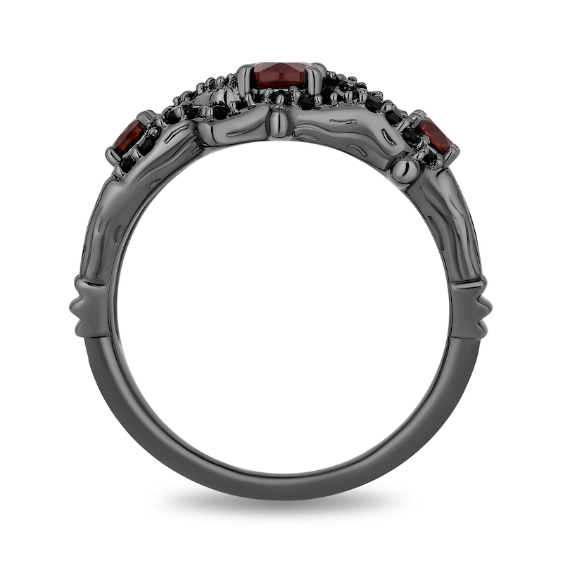 Main Image 3 of Enchanted Disney Villains Evil Queen Garnet and 1/4 CT. T.W. Black Diamond Vine Ring in Sterling Silver - Size 7