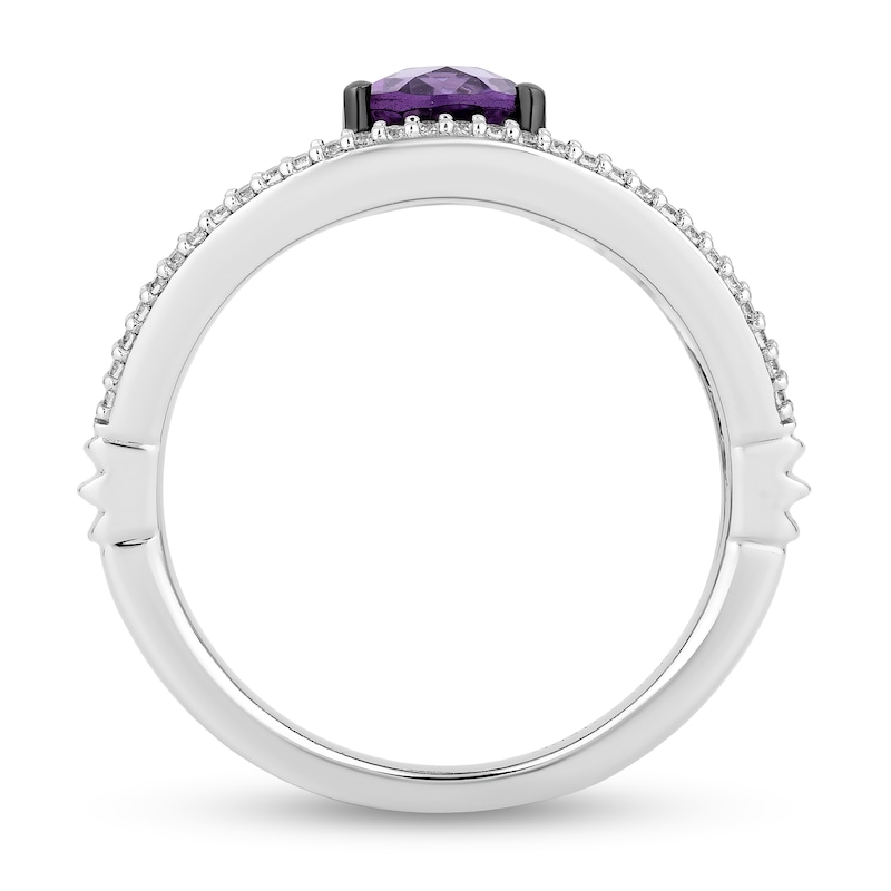 Main Image 3 of Enchanted Disney Villains Ursula Oval Amethyst and 1/5 CT. T.W. Diamond Coral Open Shank Ring in Sterling Silver