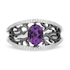 Thumbnail Image 4 of Enchanted Disney Villains Ursula Oval Amethyst and 1/5 CT. T.W. Diamond Coral Open Shank Ring in Sterling Silver