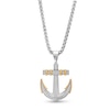 Thumbnail Image 1 of Men’s 3/8 CT. T.W. Diamond Anchor Pendant in Stainless Steel and Yellow Ion Plate - 24”