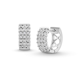 1/4 CT. T.W. Diamond Miracle Triple Row Huggie Hoop Earrings in Sterling Silver