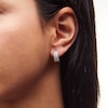 Thumbnail Image 2 of 1/4 CT. T.W. Diamond Miracle Triple Row Huggie Hoop Earrings in Sterling Silver
