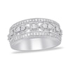 Thumbnail Image 1 of Previously Owned - 1/3 CT. T.W. Diamond Square and Marquise Frames Vintage-Style Triple Row Band in 14K White Gold