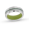 Thumbnail Image 1 of 8.0mm Multi-Finish Beveled Edge Wedding Band in Tungsten with Green IP Center Stripe and Silicone - Size 10