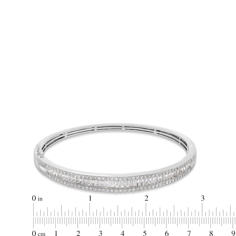 Main Image 2 of 3 CT. T.W. Baguette and Round Certified Lab-Grown Diamond Triple Row Bangle in 14K White Gold (F/SI2) - 7.25"
