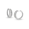 Thumbnail Image 1 of 2 CT. T.W. Baguette and Round Certified Lab-Grown Diamond Triple Row Hoop Earrings in 14K White Gold (F/SI2)