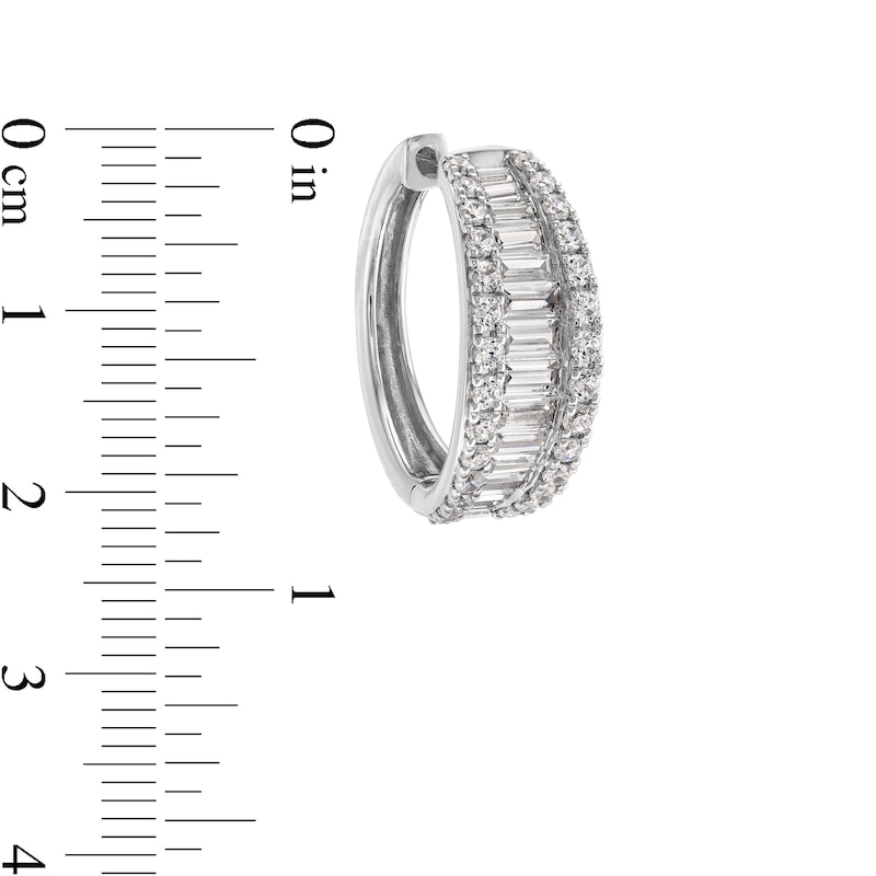 Main Image 2 of 2 CT. T.W. Baguette and Round Certified Lab-Grown Diamond Triple Row Hoop Earrings in 14K White Gold (F/SI2)