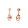 Thumbnail Image 1 of Pear-Shaped Morganite and Diamond Accent Open Frame Drop Earrings in 10K Rose Gold