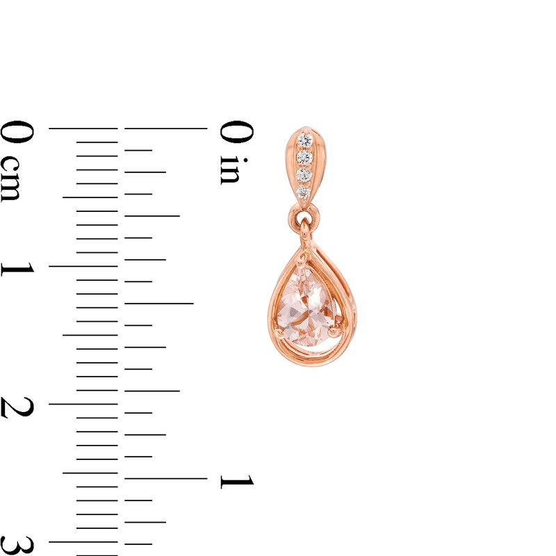 Main Image 3 of Pear-Shaped Morganite and Diamond Accent Open Frame Drop Earrings in 10K Rose Gold