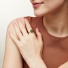 Thumbnail Image 2 of Oval Jade and 1/15 CT. T.W. Diamond Alternating Frame Ring in 14K Gold