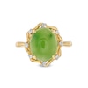 Thumbnail Image 4 of Oval Jade and 1/15 CT. T.W. Diamond Alternating Frame Ring in 14K Gold