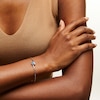 Thumbnail Image 2 of Emerald-Cut Swiss Blue Topaz and Baguette White Topaz Bypass Bangle in Sterling Silver - 7.13"