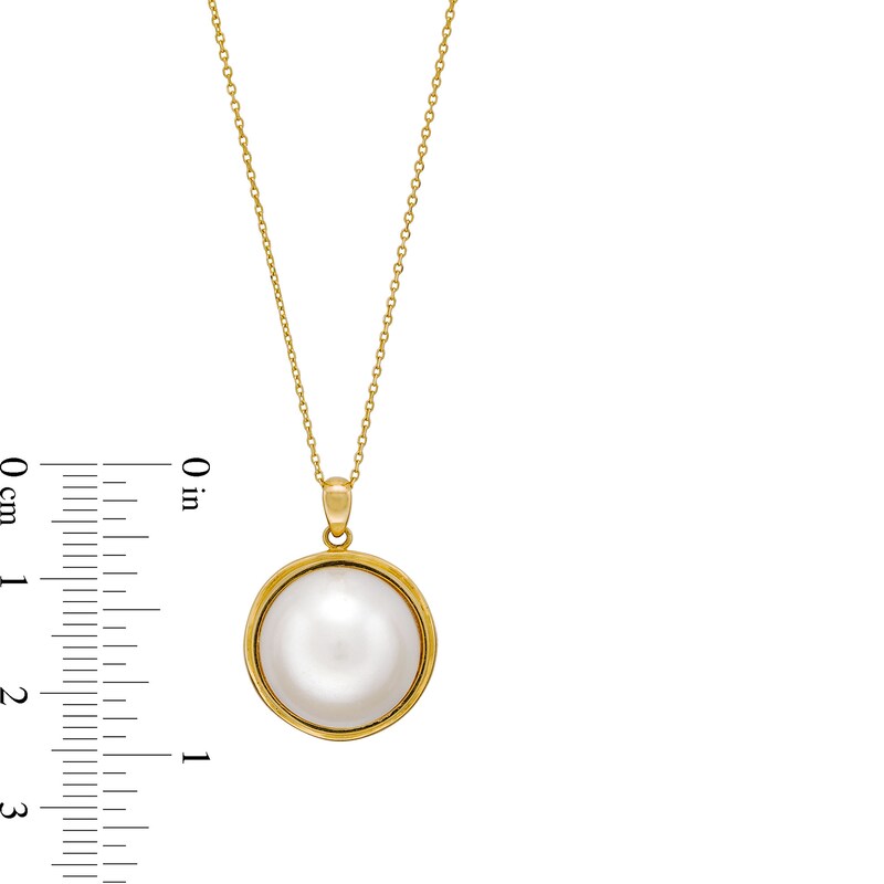 Main Image 4 of 14.0mm Cultured Mabe Pearl Bezel-Set Solitaire Pendant in 10K Gold