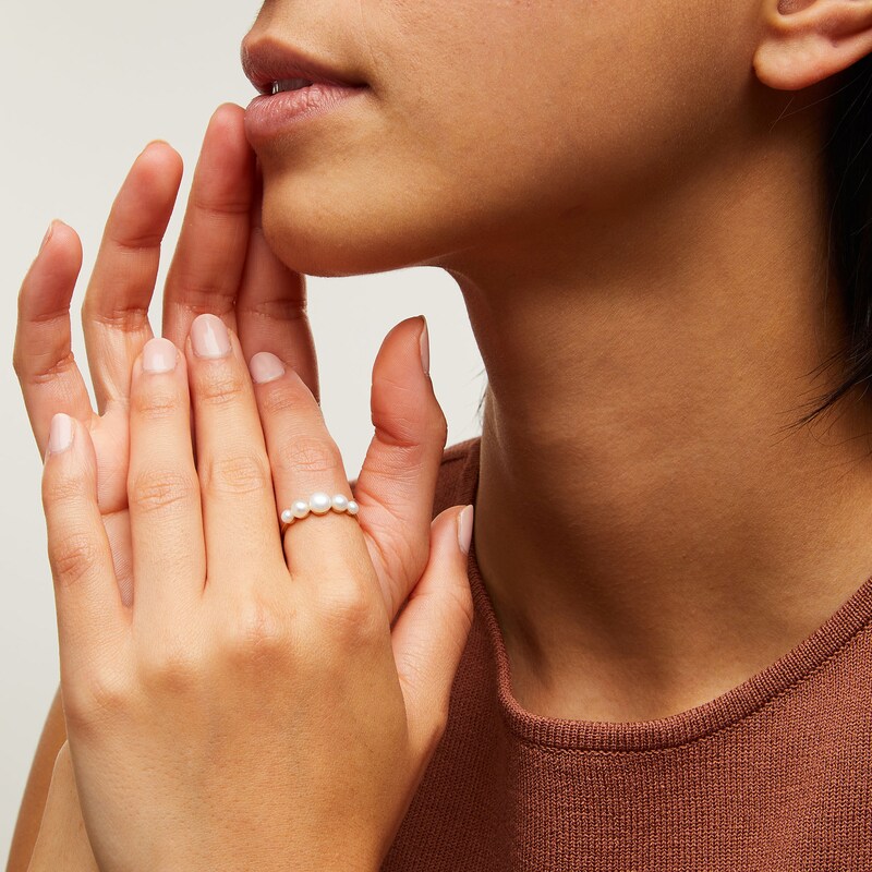 Main Image 2 of 3.0-5.0mm Cultured Mabe Pearl Graduated Five Stone Ring in 10K Gold