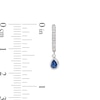 Thumbnail Image 3 of Pear-Shaped Blue Sapphire and 1/8 CT. T.W. Diamond Dangle Hoop Earrings in 10K White Gold