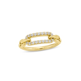 1/6 CT. T.W. Diamond Rectangle Chain Link Ring in 10K Gold